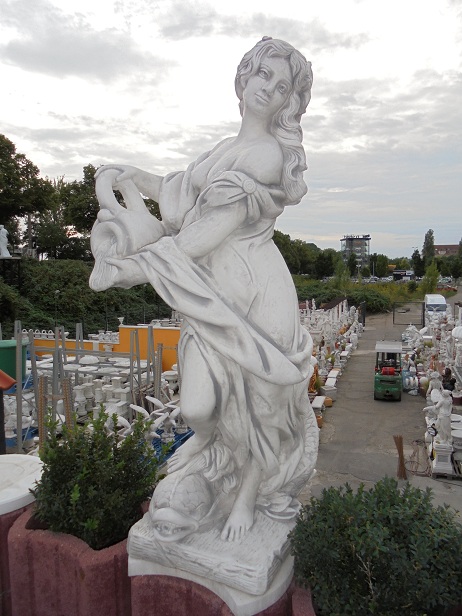 Gartenfigur, "Frau mit Fisch und Krug" Höhe: 140 cm, Teichfigur, Statue, Steinfigur, Park & Gartendekoration