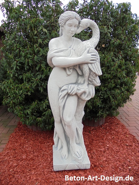 Gartenfigur, Statue, "süsses Schwanenfräulein" Höhe: 159 cm, Steinfigur, Park & Gartendekoration, Steinguss, Sk