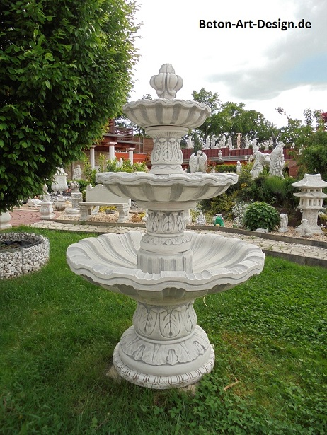Springbrunnen, Steinbrunnen, 195 cm hoch, Kaskadenbrunnen, Park & Gartendekoration, Steinguss