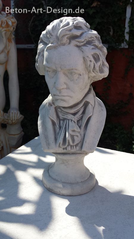 Gartenfigur, Büste "Beethoven" 43 cm hoch, Park & Gartendekoration, Steinguss, Skulptur