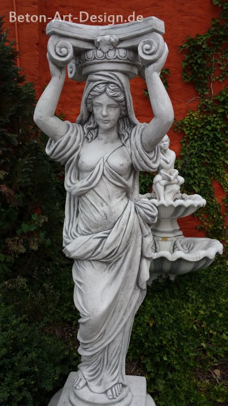 Gartenfigur, Steinfigur, Karyatide, 154 cm hoch, Säulenfigur, Park & Gartendekoration, Steinguss