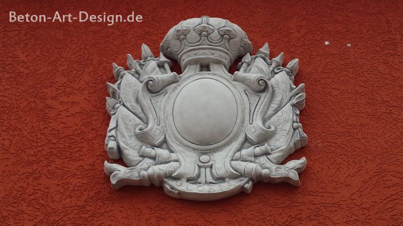 Wandbild, Wappen, 88 cm hoch, Fassadenschmuck, Stuck, Steinguss, Garten & Parkdekoration, Relief