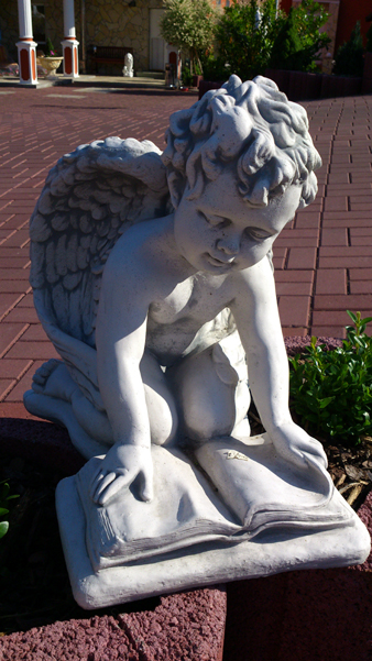 Gartenfigur, "Engel mit Buch" Steinfigur, Park & Gartendekoration, Skulpturen, Steinguss