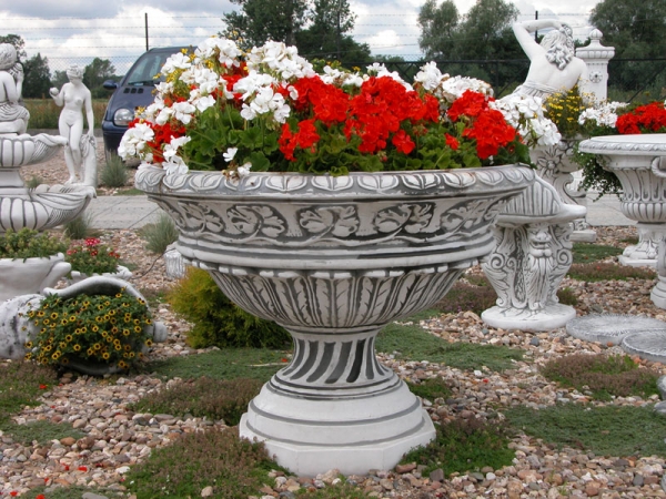 große Blumenschale, Pflanzschale, 76 cm hoch, Amphore, Park & Gartendekoration, Steinguss