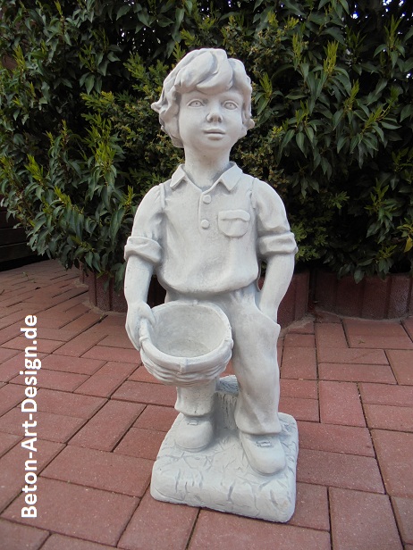 Gartenfigur, Steinfigur, Junge mit Schale, Park & Gartendekoration, Skulptur, Steinguss